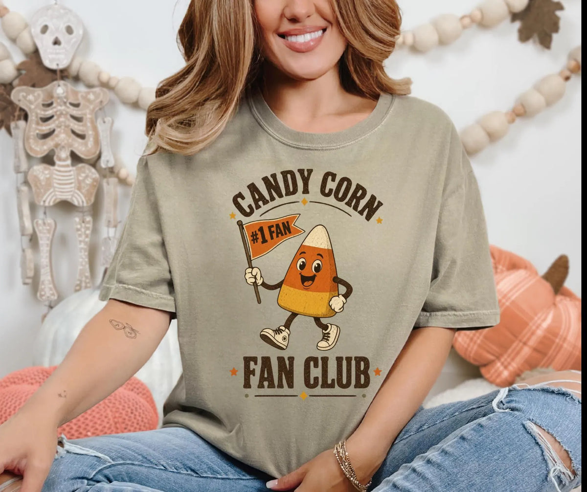 Candy Corn Fan Club Comfort Colors 1717 Shirt, Cute Halloween Candy Tee, Funny Candy Corn Fall Shirt, Spooky Season Gift