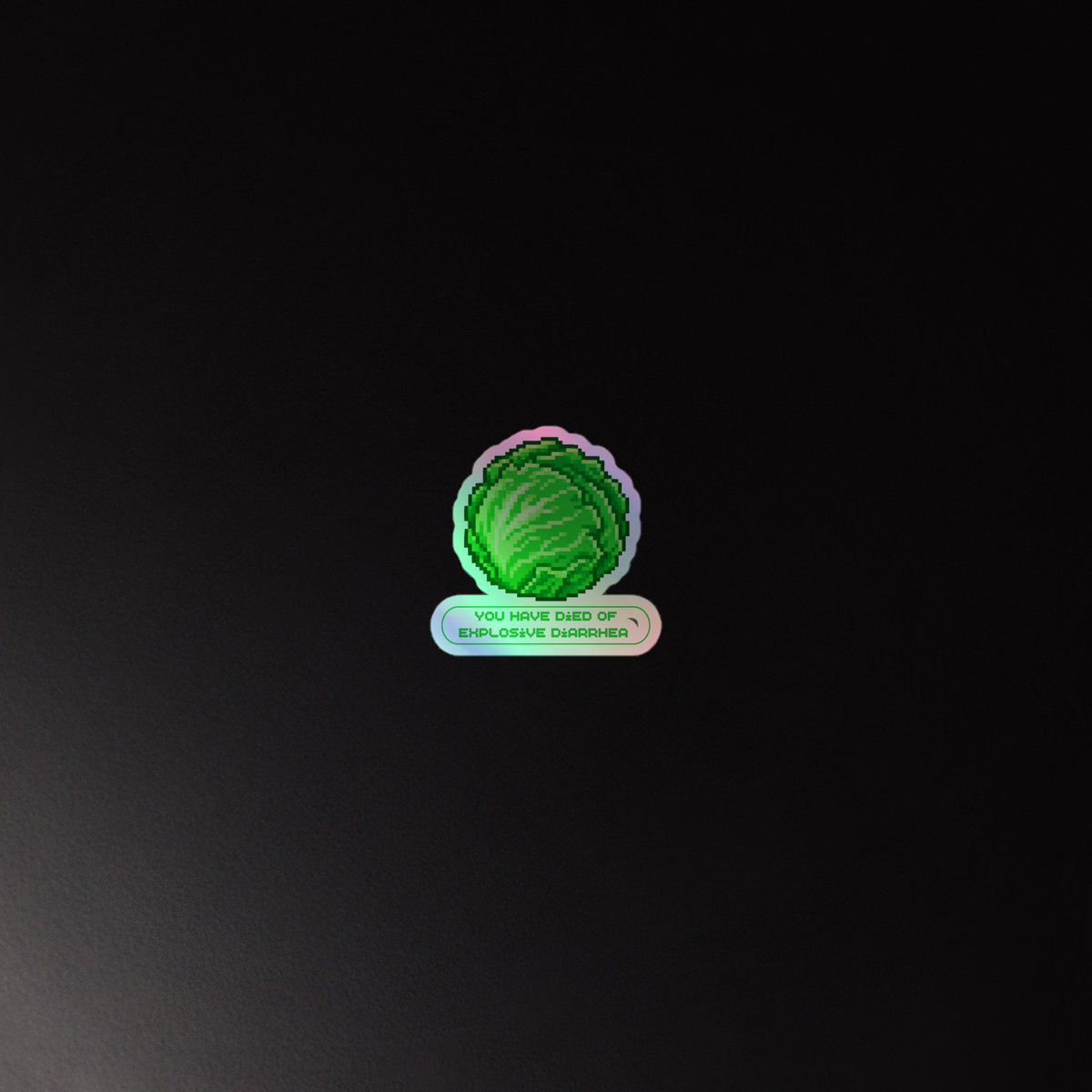 Retro Produce Holographic Sticker, Funny Lettuce Game Style Decal, Dark Humor Sticker