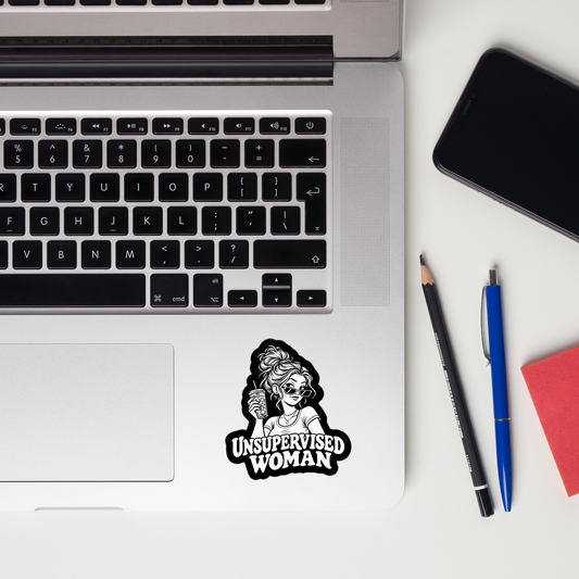 Unsupervised Woman Iced Coffee Funny Vinyl Sticker