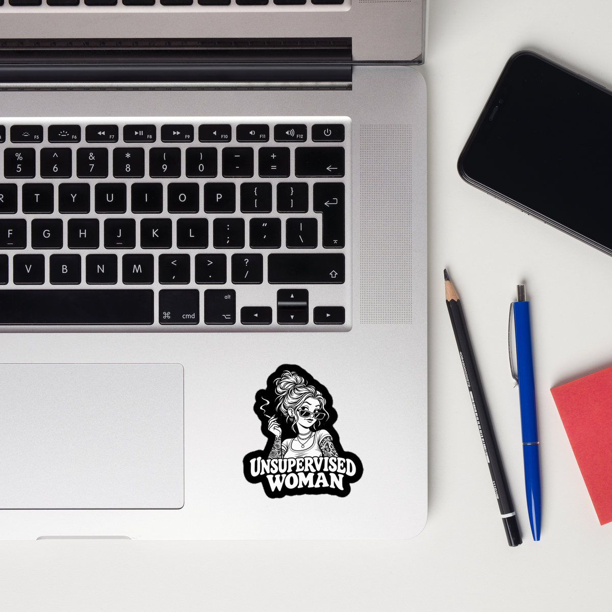 Unsupervised Woman Cigarette Funny Retro Vinyl Sticker