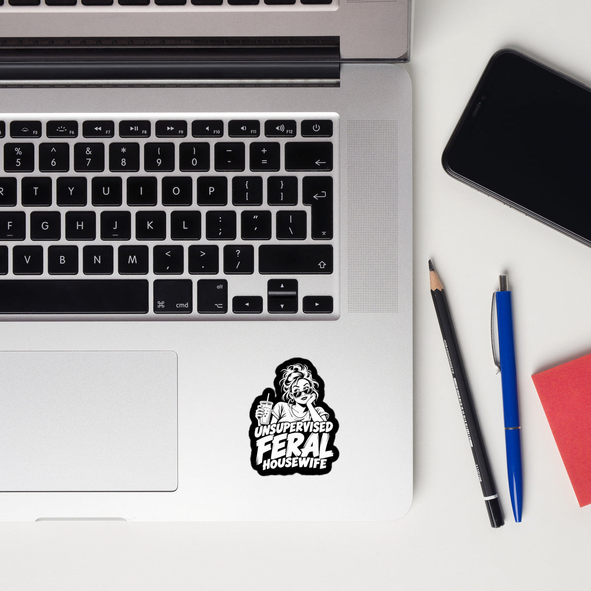 Unsupervised Feral Housewife Funny Vinyl Sticker