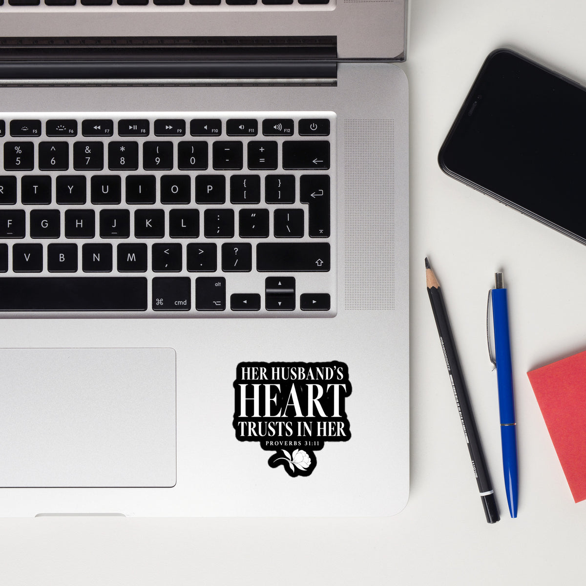 Her Husband’s Heart Trusts in Her Proverbs 31:11 Vinyl Sticker
