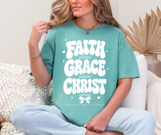 Faith Grace Christ Alone Comfort Colors 1717 Shirt, Christian Shirt, Sola Fide Sola Gratia Solus Christus Tee, Faith Gift