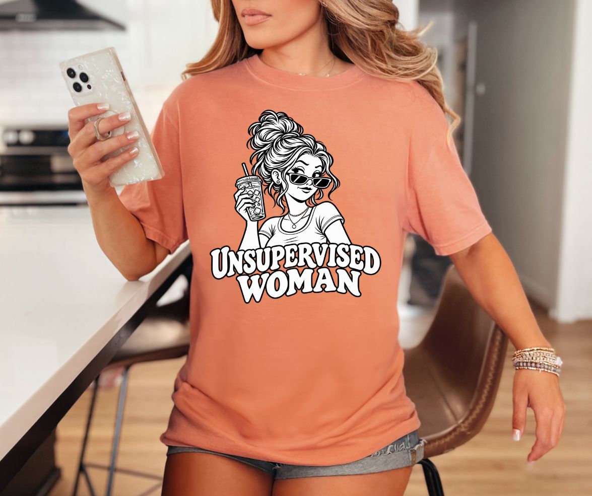 Unsupervised Woman Iced Coffee Comfort Colors® Graphic Tee