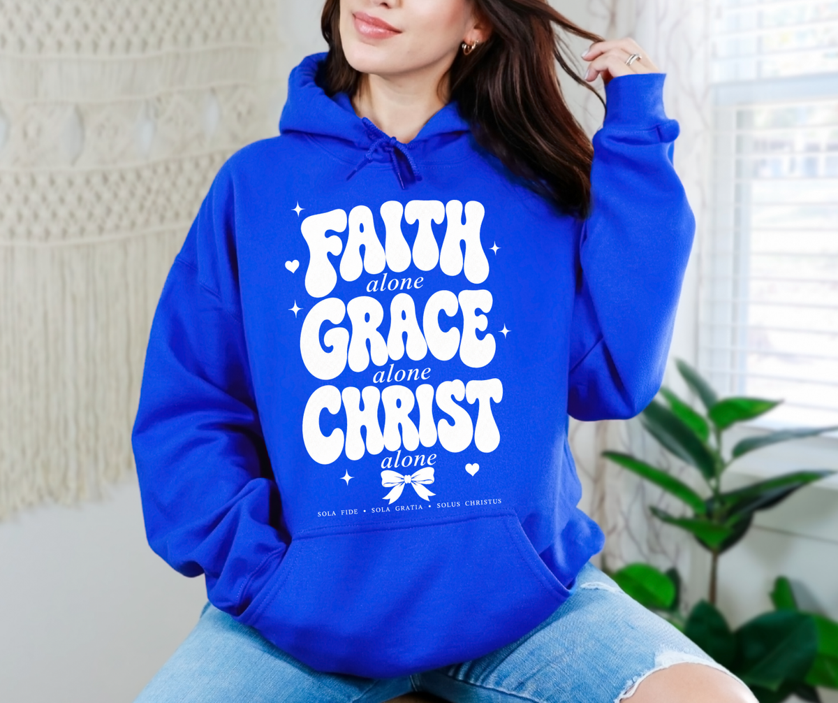 Faith Grace Christ Alone Gildan 18500 Hoodie, Christian Hoodie, Sola Fide Sola Gratia Solus Christus Sweatshirt, Faith Gift
