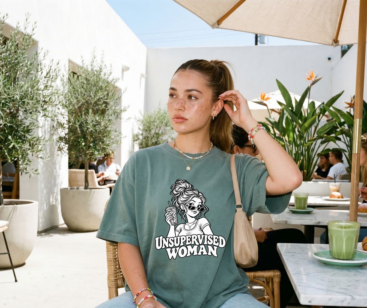 Unsupervised Woman Iced Coffee Comfort Colors® Graphic Tee