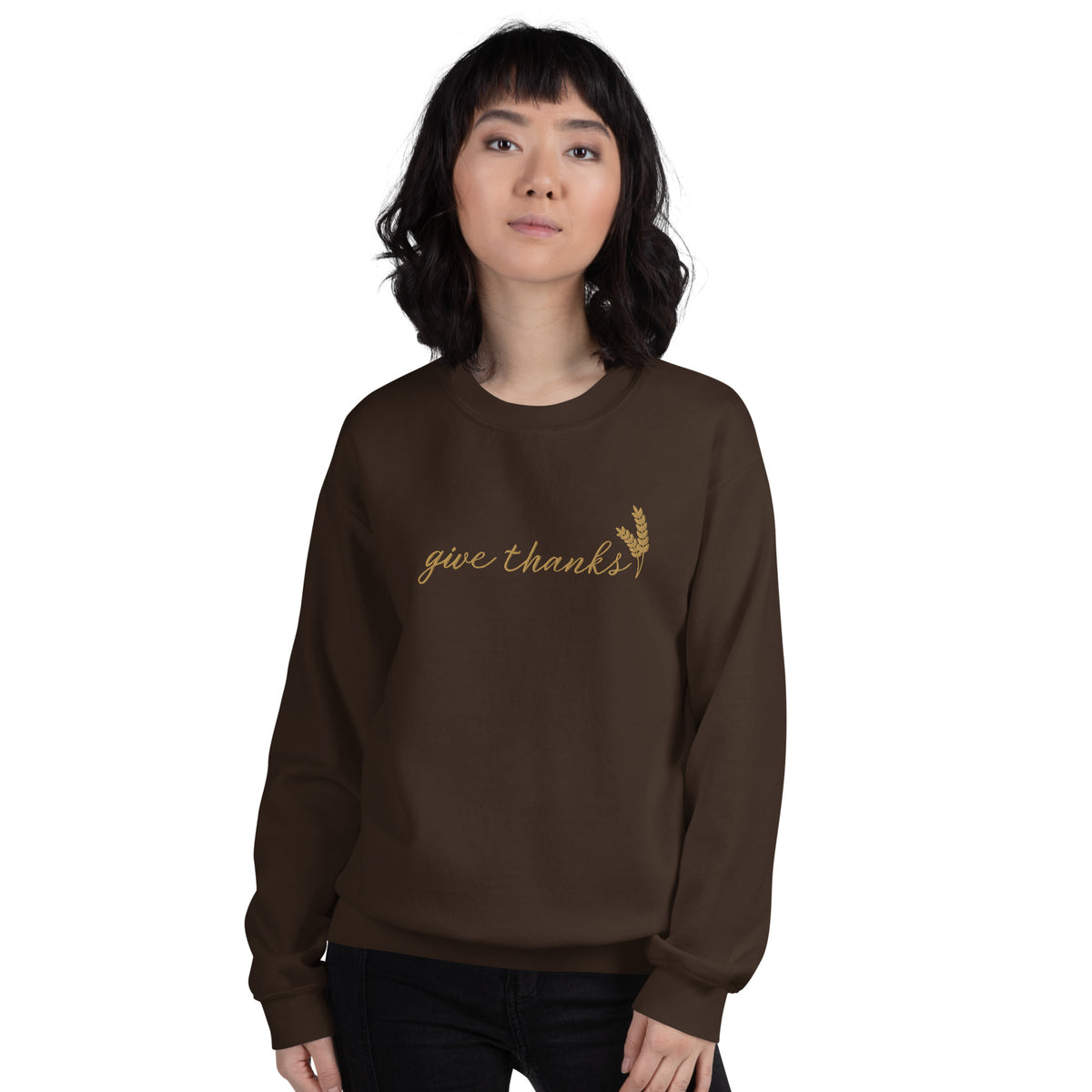 Give Thanks Embroidered Gildan® 18000 Thanksgiving Sweatshirt