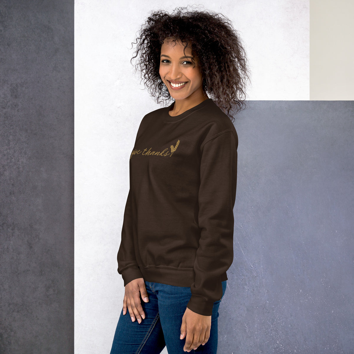 Give Thanks Embroidered Gildan® 18000 Thanksgiving Sweatshirt