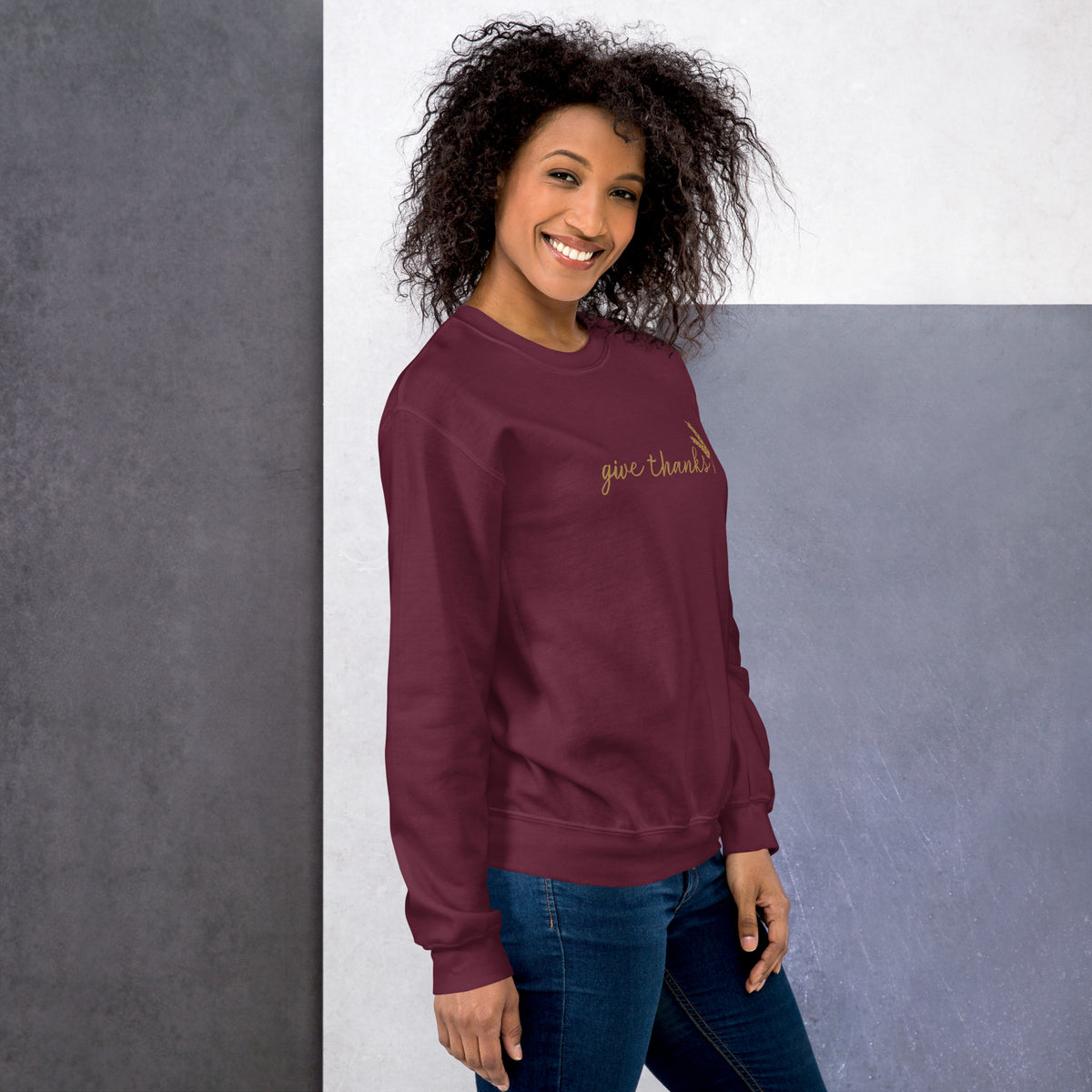 Give Thanks Embroidered Gildan® 18000 Thanksgiving Sweatshirt