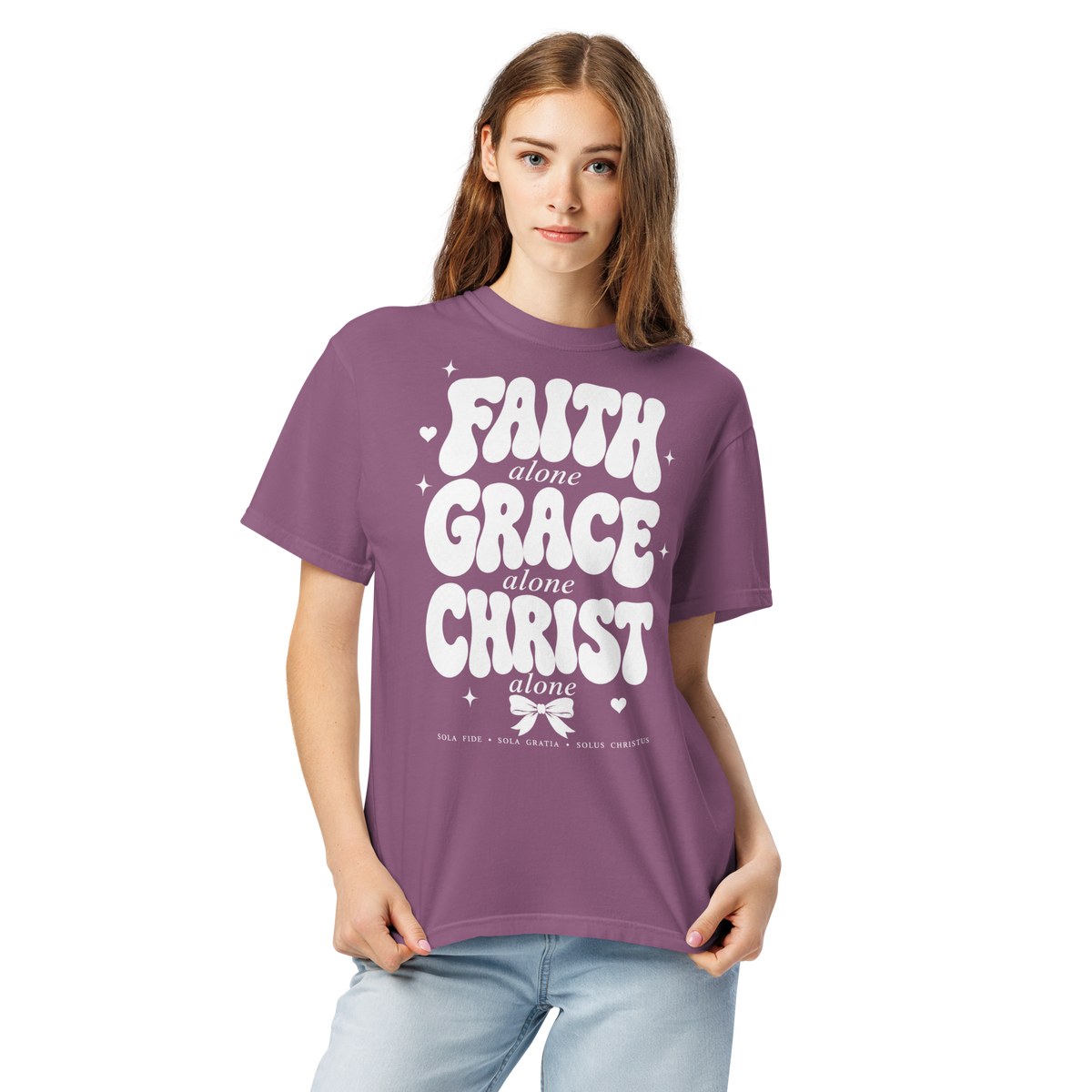 Faith Grace Christ Alone Comfort Colors 1717 Shirt, Christian Shirt, Sola Fide Sola Gratia Solus Christus Tee, Faith Gift