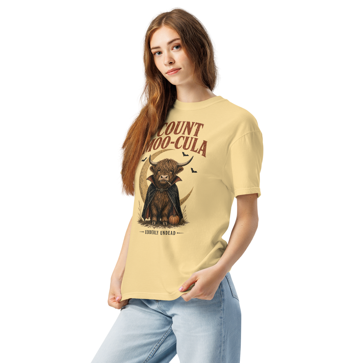 Count Moo-Cula Highland Cow Comfort Colors® Halloween Shirt
