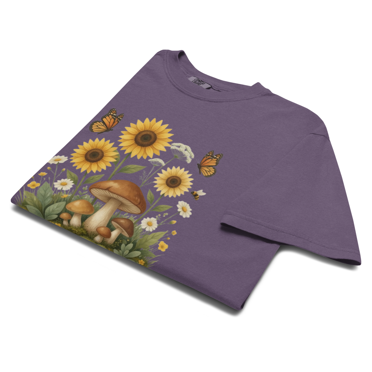 Sunflower Mushroom Botanical Shirt, Cottagecore Wildflower Graphic Tee