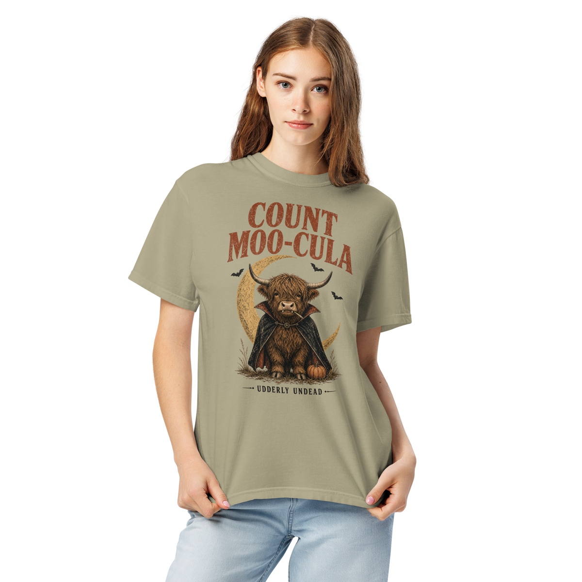 Count Moo-Cula Highland Cow Comfort Colors® Halloween Shirt