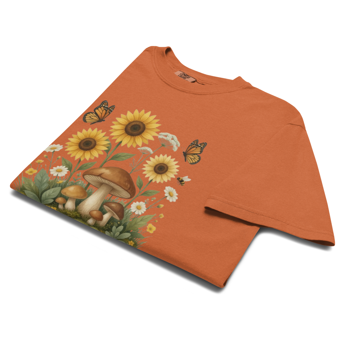 Sunflower Mushroom Botanical Shirt, Cottagecore Wildflower Graphic Tee