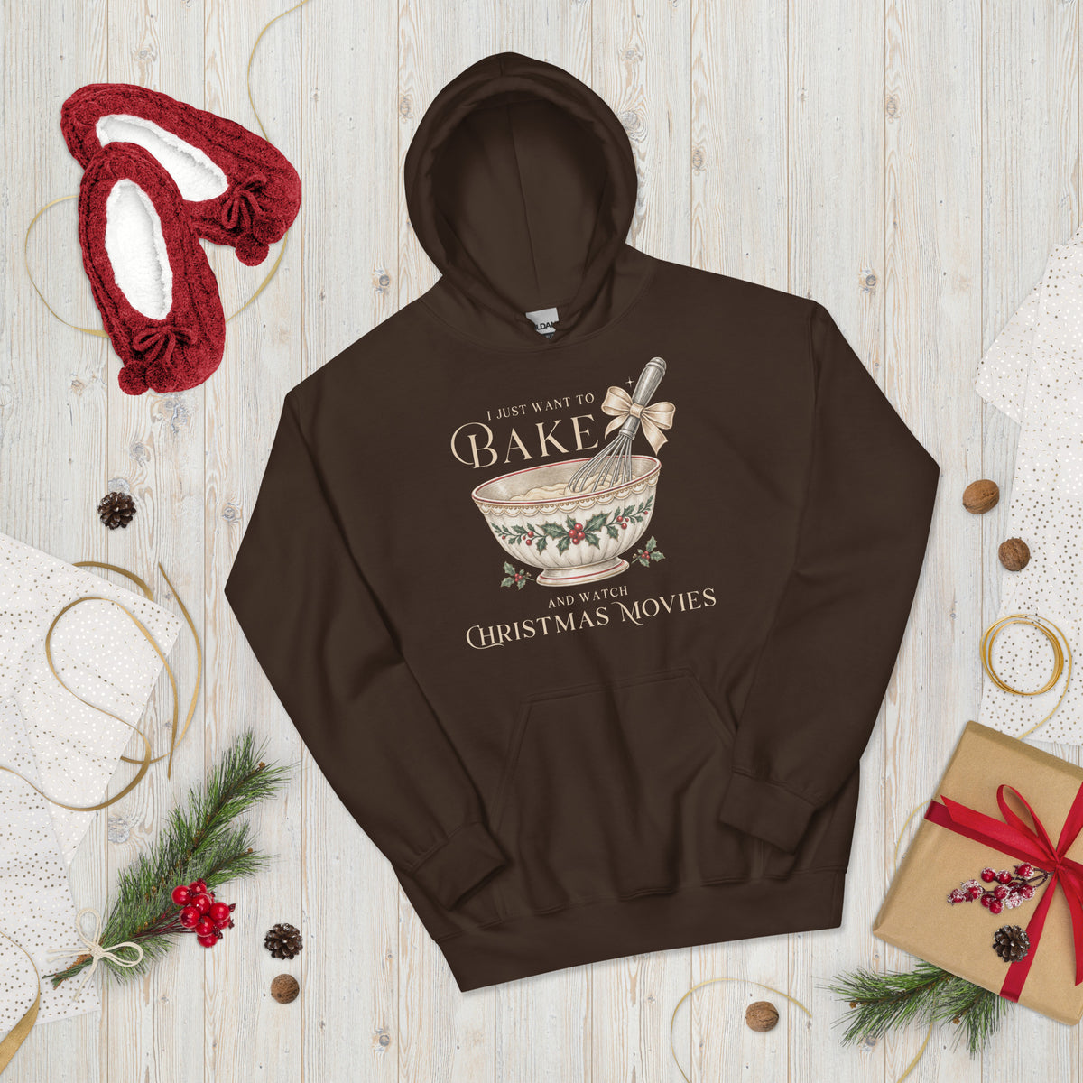 I Just Want to Bake and Watch Christmas Movies Gildan® 18500 Hoodie