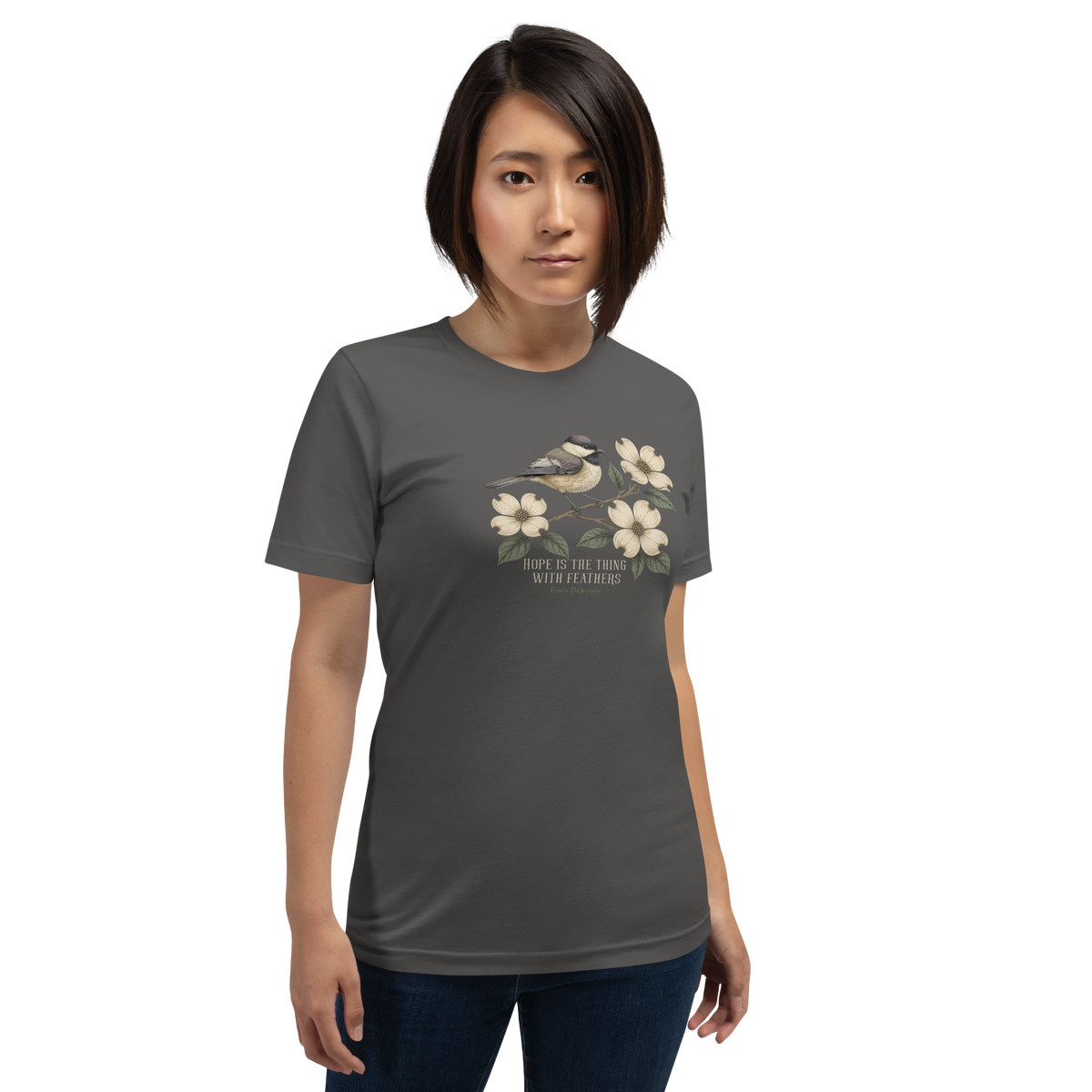 Hope Feathers Literary Bird Shirt, Emily Dickinson Poetry Tee
