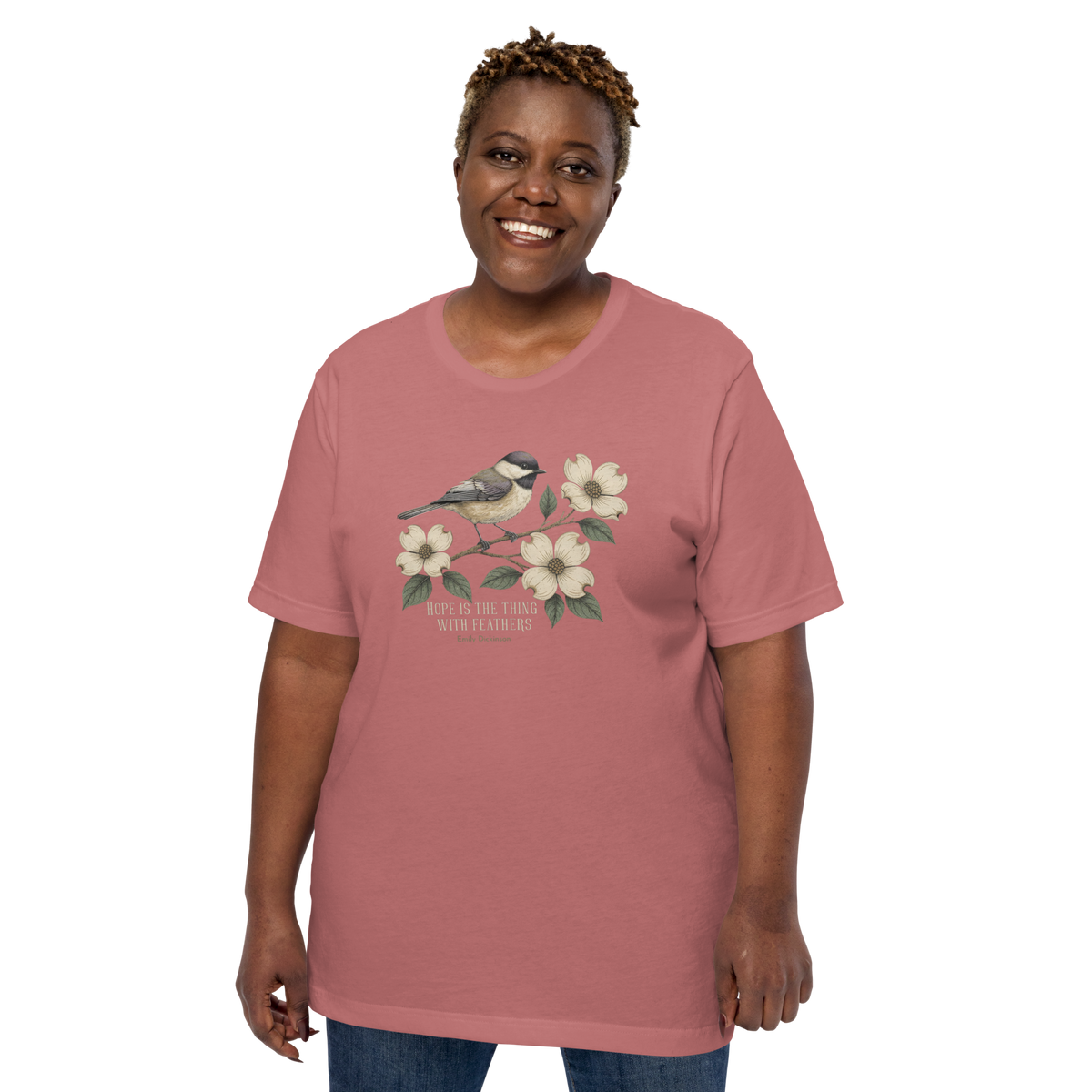 Hope Feathers Literary Bird Shirt, Emily Dickinson Poetry Tee