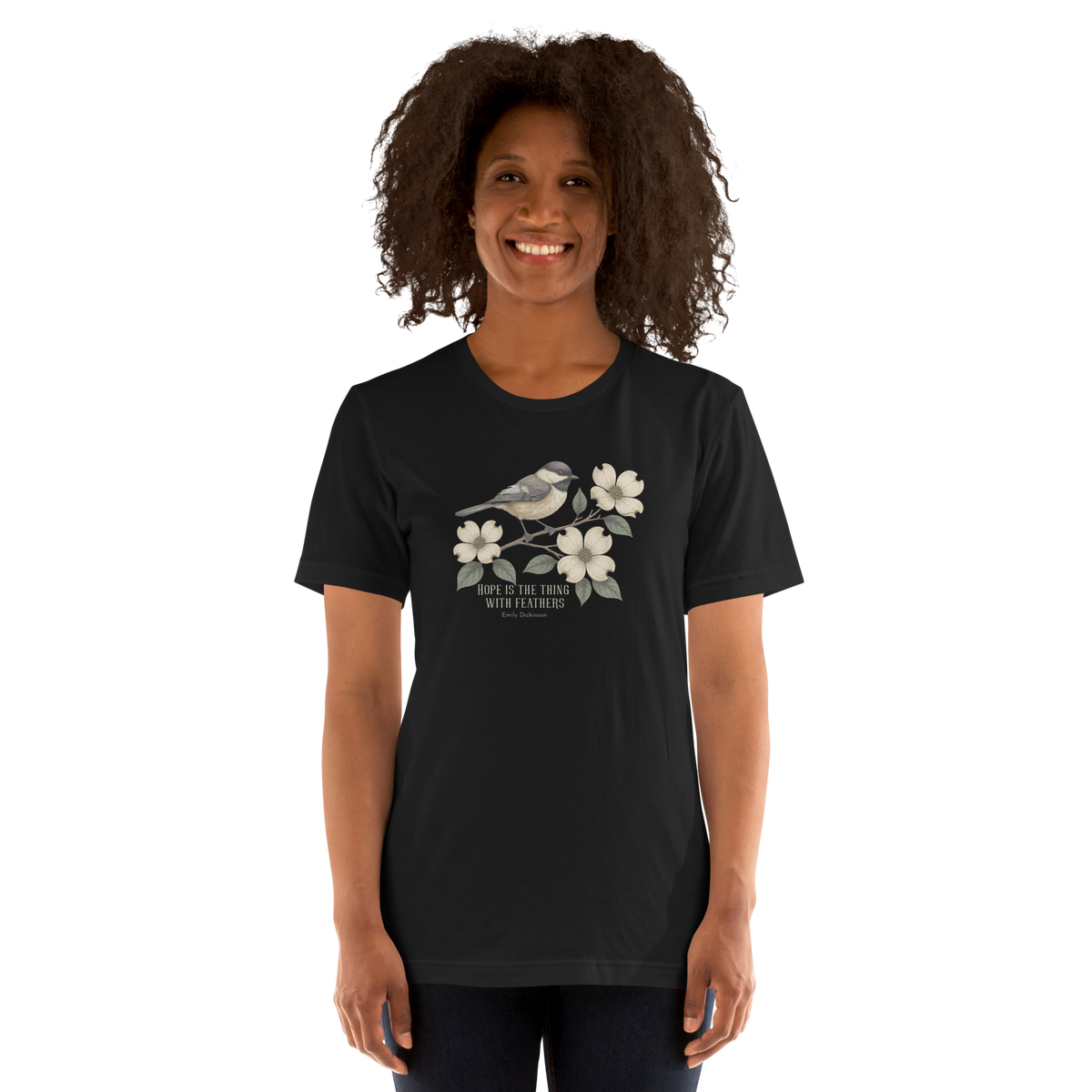 Hope Feathers Literary Bird Shirt, Emily Dickinson Poetry Tee