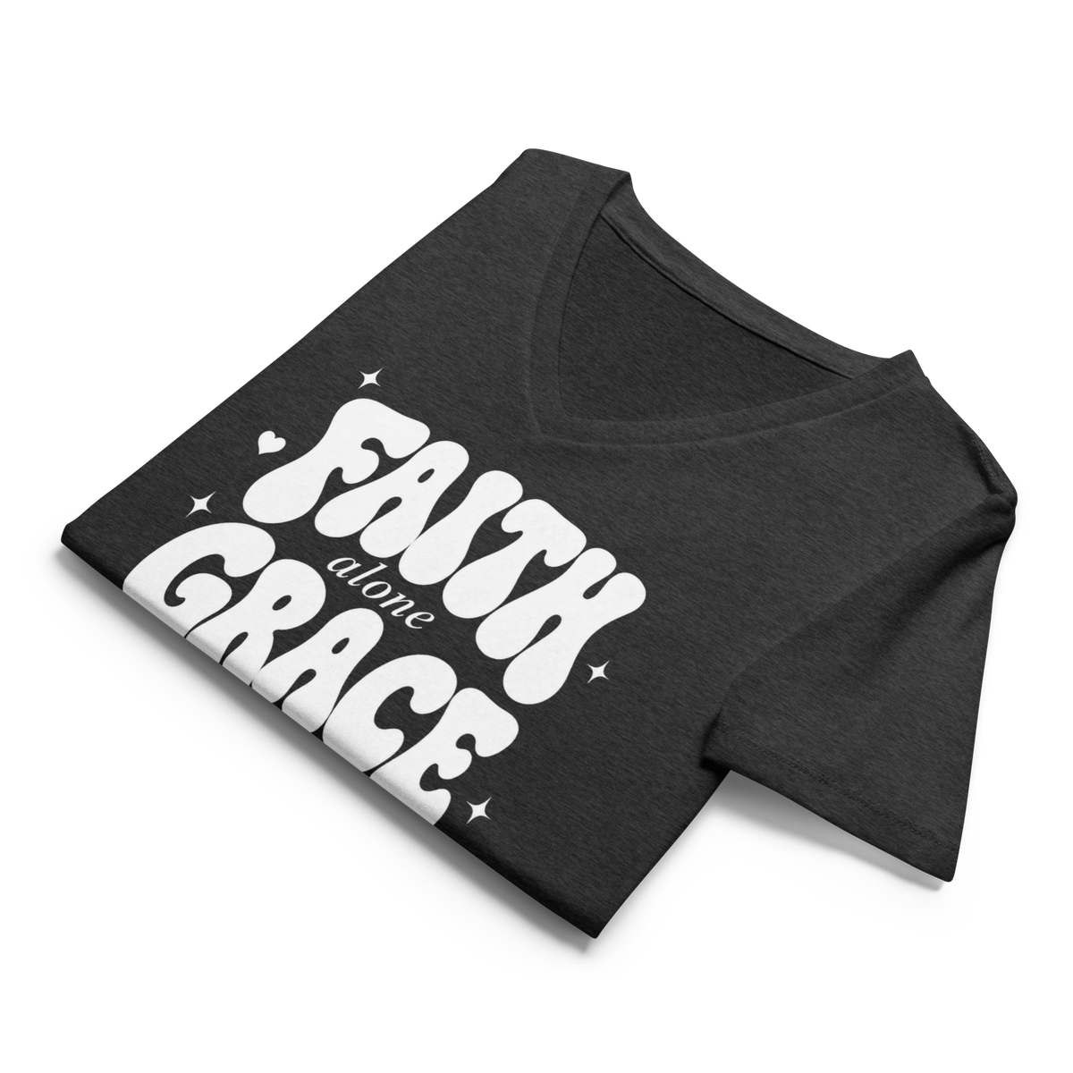 Faith Grace Christ Alone BELLA+CANVAS® Christian V-Neck Tee